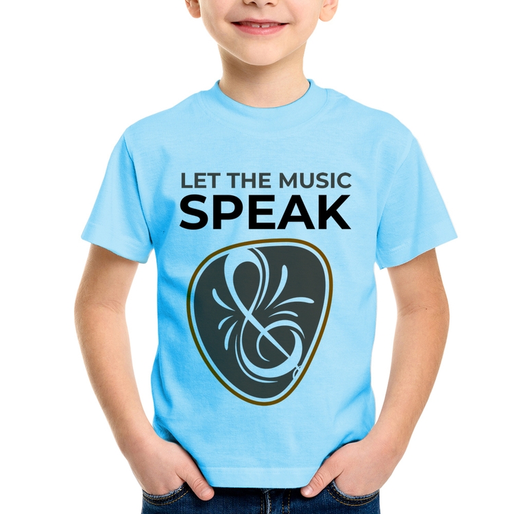 Camiseta Infantil Let the music speak - Azul Bebê