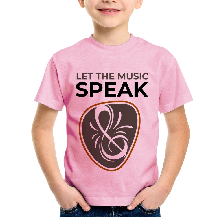 Camiseta Infantil Let the music speak - Rosa Bebê