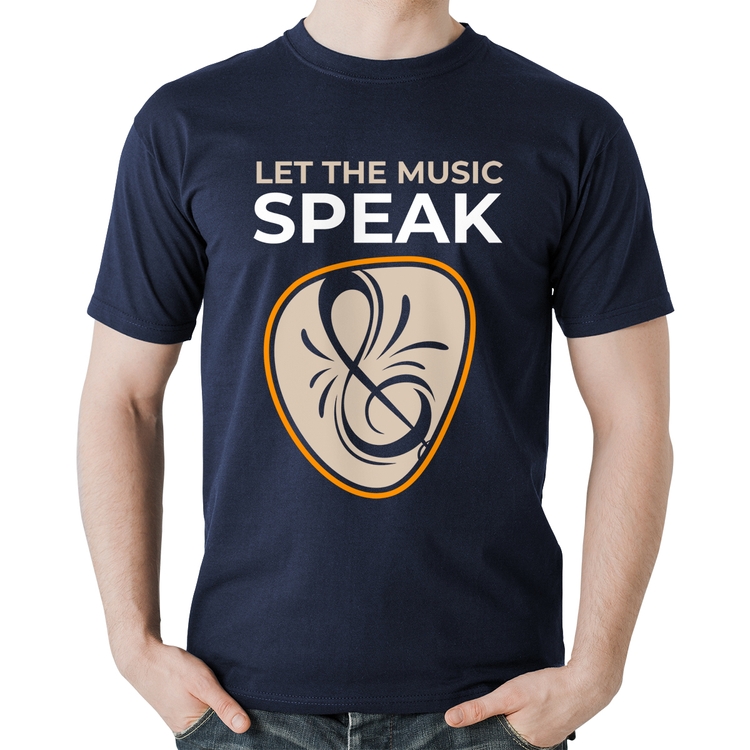 Camiseta Algodão Let the music speak - Marinho