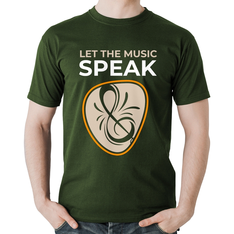 Camiseta Algodão Let the music speak - Musgo