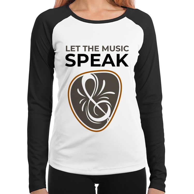 Baby Look Raglan Let the music speak Manga Longa
