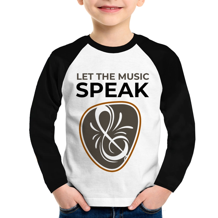 Camiseta Raglan Infantil Let the music speak Manga Longa