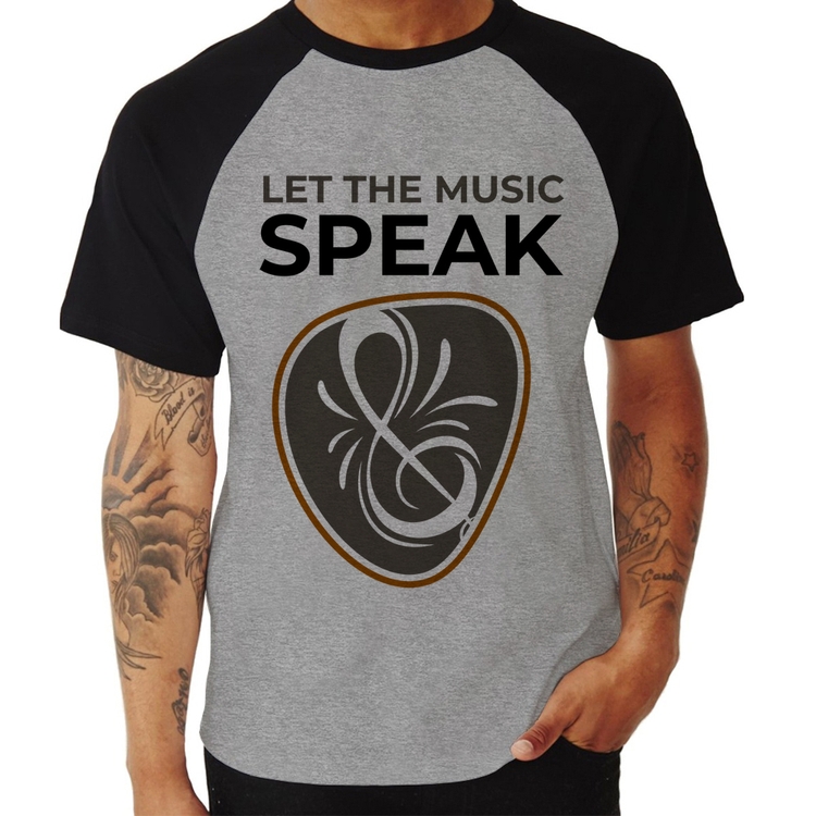 Camiseta Raglan Let the music speak - Cinza/Preto