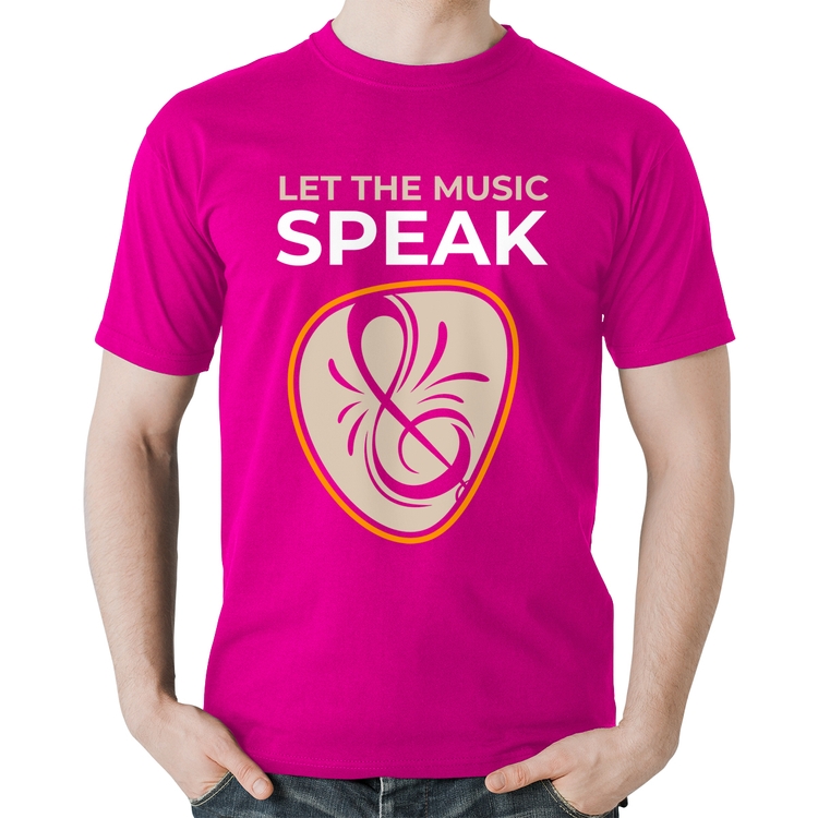 Camiseta Algodão Let the music speak - Rosa