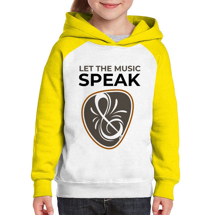 Moletom Infantil Let the music speak - Branco/Amarelo