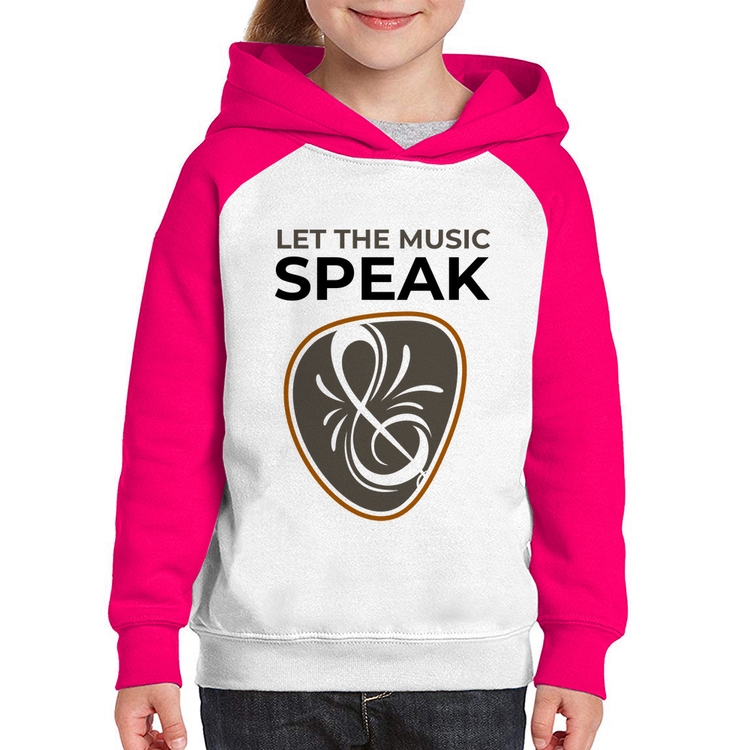 Moletom Infantil Let the music speak - Branco/Rosa