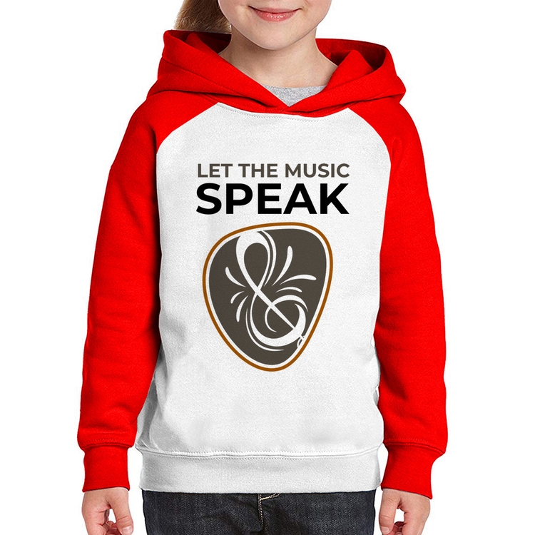 Moletom Infantil Let the music speak - Branco/Vermelho
