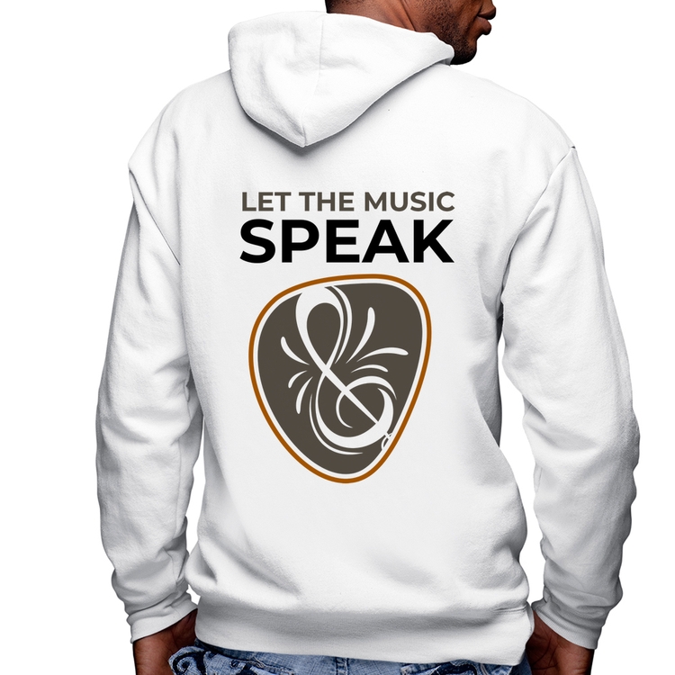 Blusa Moletom Let the music speak Masculina com Capuz e Zíper - Branca