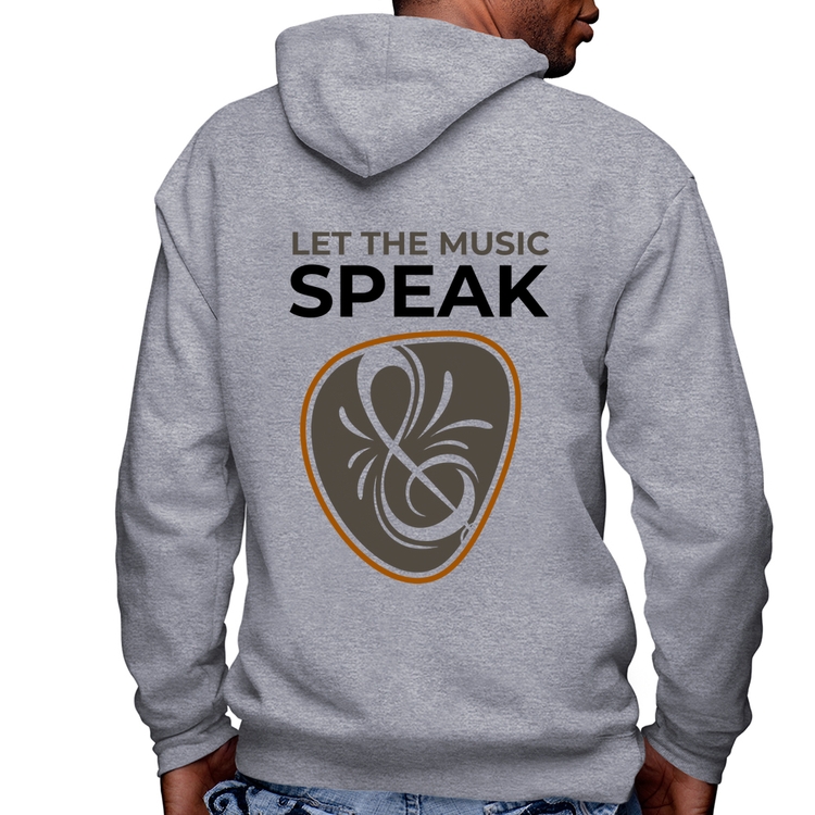 Blusa Moletom Let the music speak Masculina com Capuz e Zíper - Mescla
