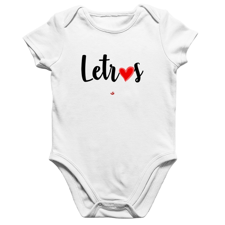 Body Bebê Algodão Letras por amor - Branco