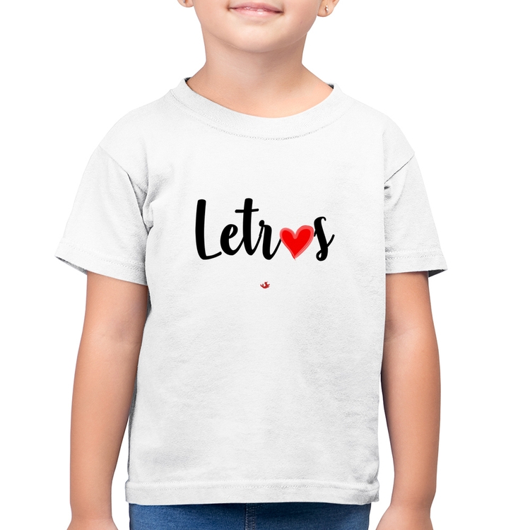 Camiseta Algodão Infantil Letras por amor - Branca