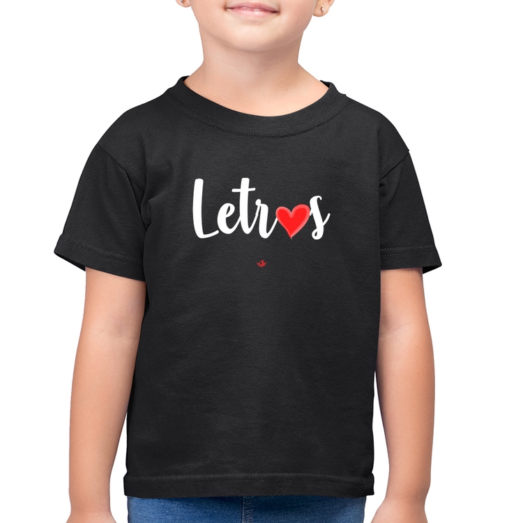 Camiseta Algodão Infantil Letras por amor