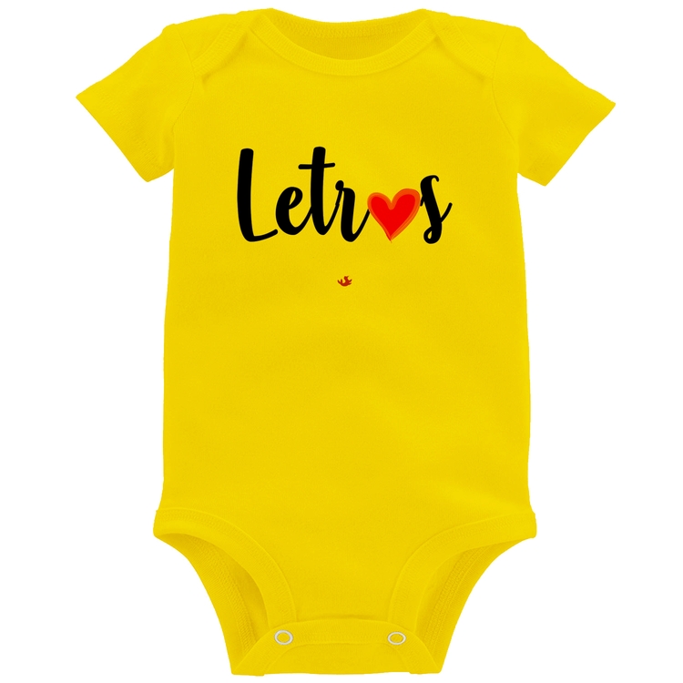 Body Bebê Letras por amor - Amarelo