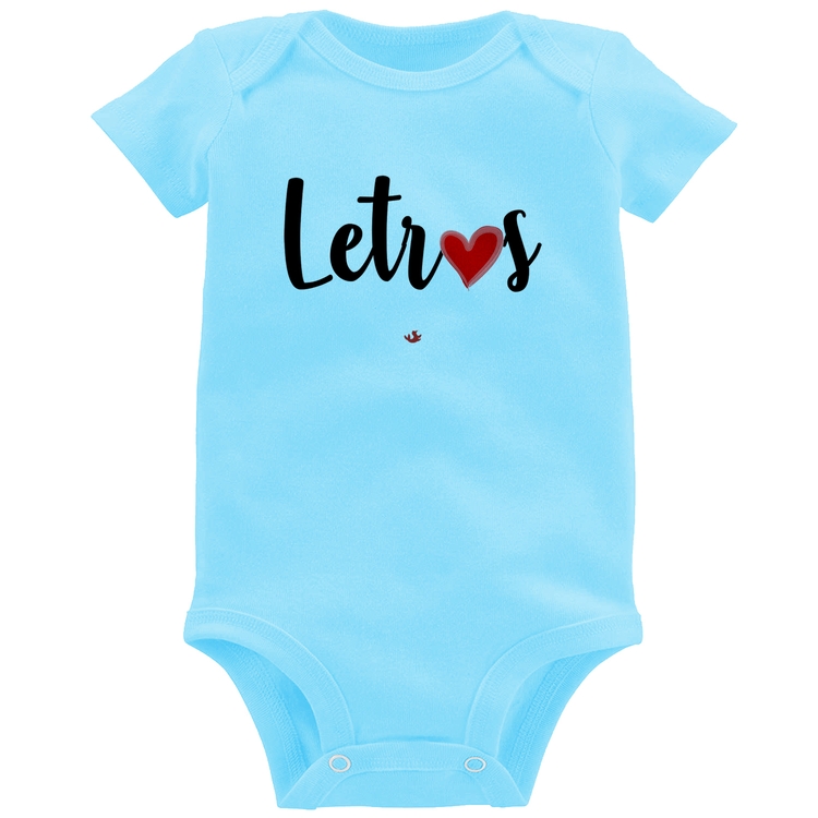 Body Bebê Letras por amor - Azul Bebê
