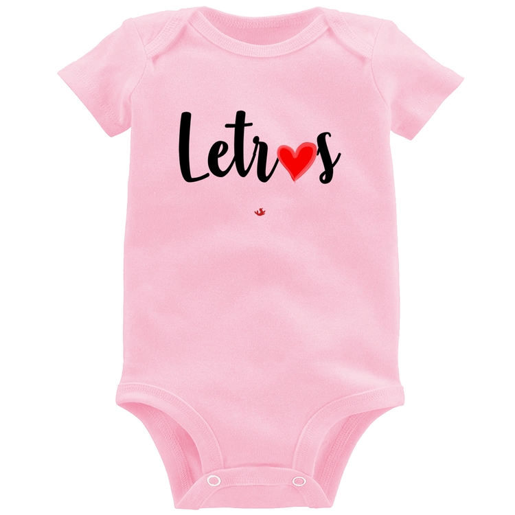Body Bebê Letras por amor - Rosa Bebê
