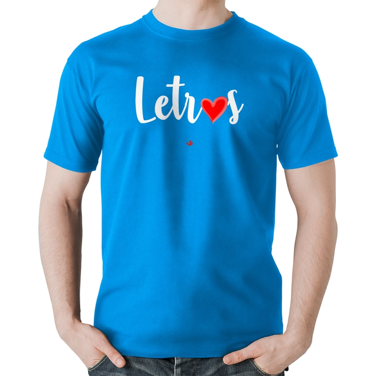 Camiseta Algodão Letras por amor - Azul
