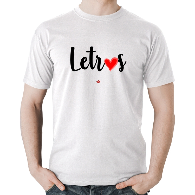 Camiseta Algodão Letras por amor - Branca