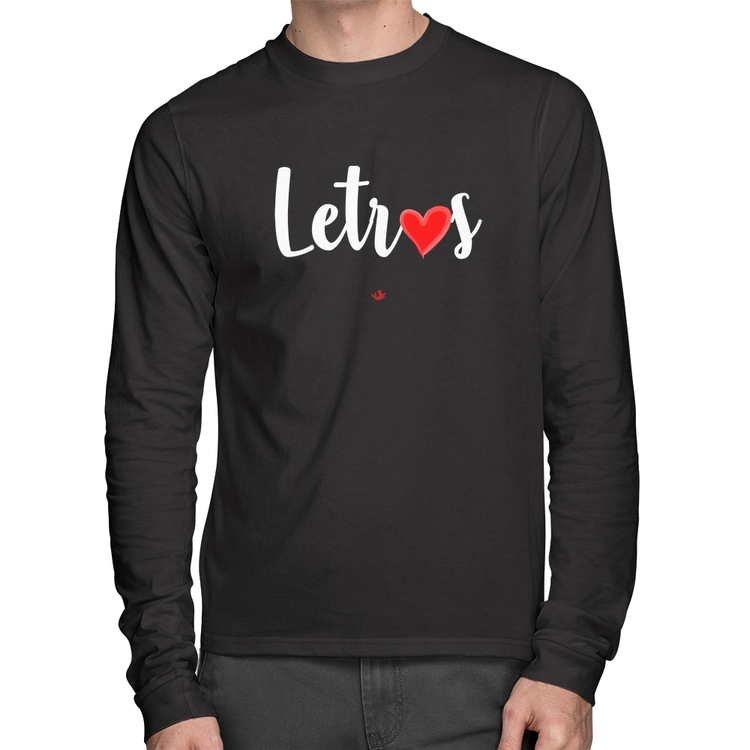 Camiseta Algodão Letras por amor Manga Longa