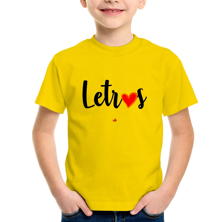 Camiseta Infantil Letras por amor - Amarela