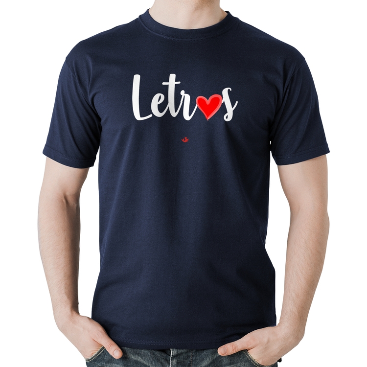 Camiseta Algodão Letras por amor - Marinho