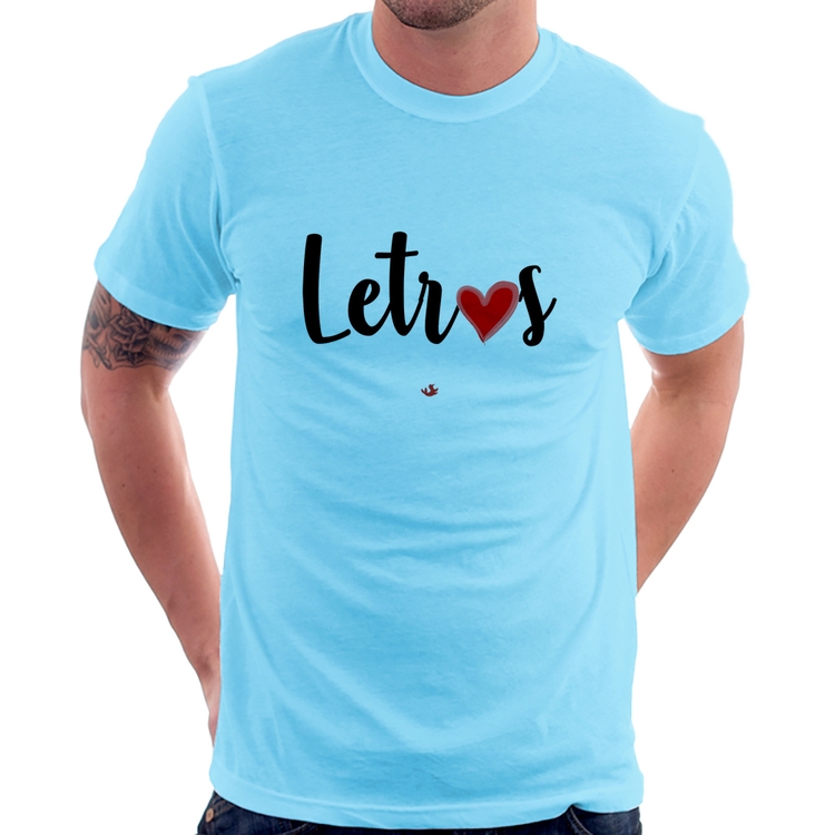 Camiseta Letras por amor - Azul Bebê