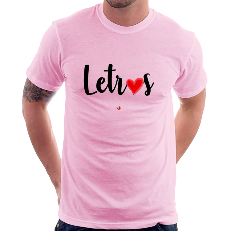 Camiseta Letras por amor - Rosa Bebê