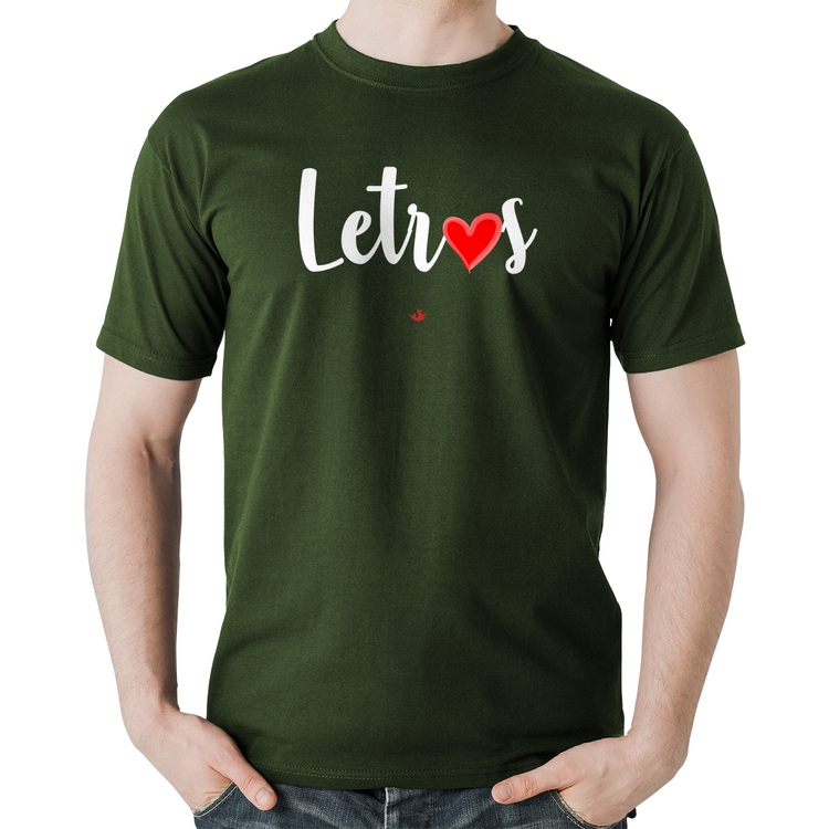 Camiseta Algodão Letras por amor - Musgo