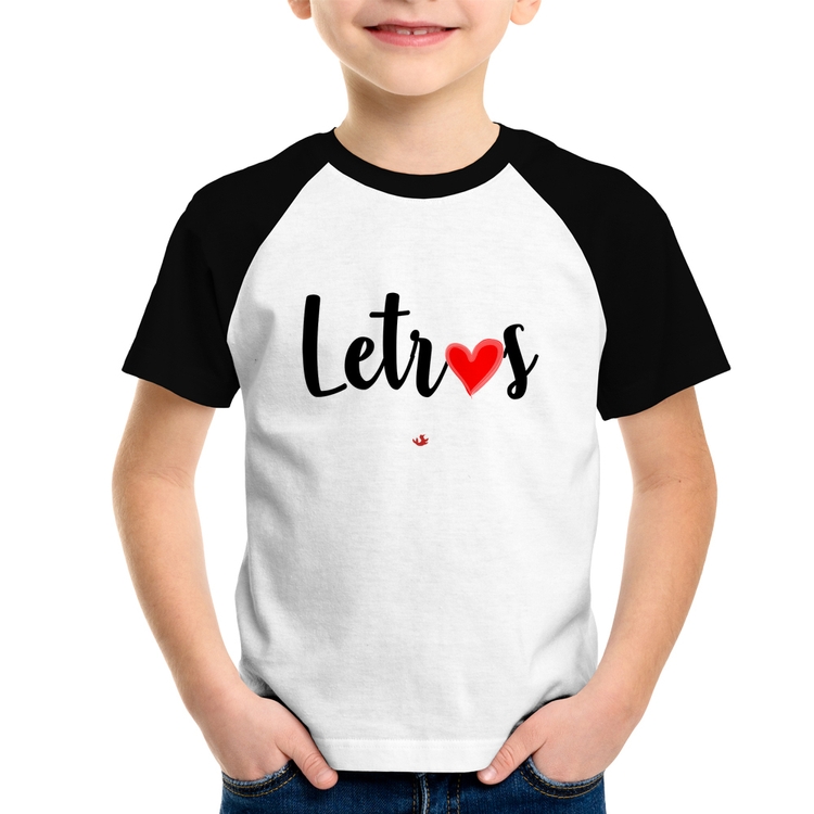 Camiseta Raglan Infantil Letras por amor