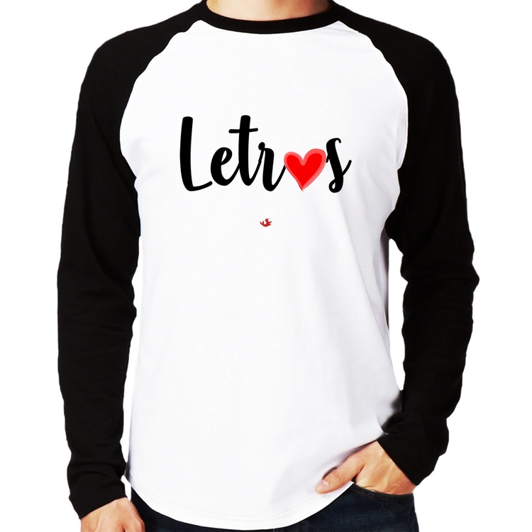 Camiseta Raglan Letras por amor Manga Longa