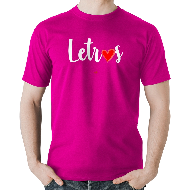 Camiseta Algodão Letras por amor - Rosa