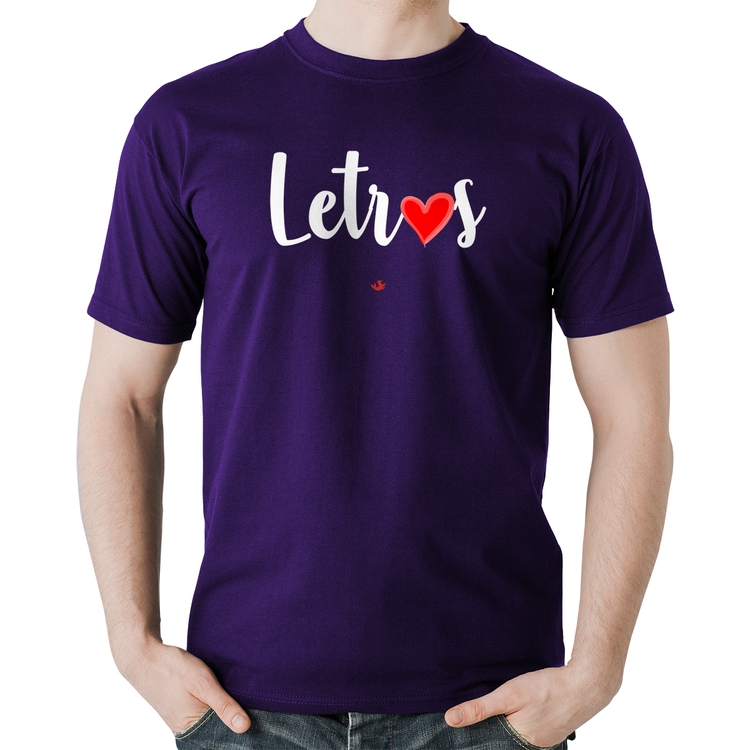 Camiseta Algodão Letras por amor - Roxa