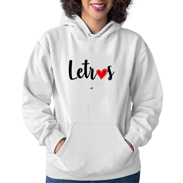 Moletom Feminino Letras por amor - Branco