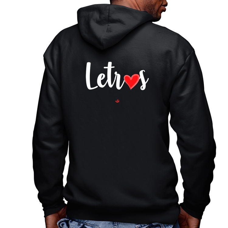 Blusa Moletom Letras por amor Masculina com Capuz e Zíper