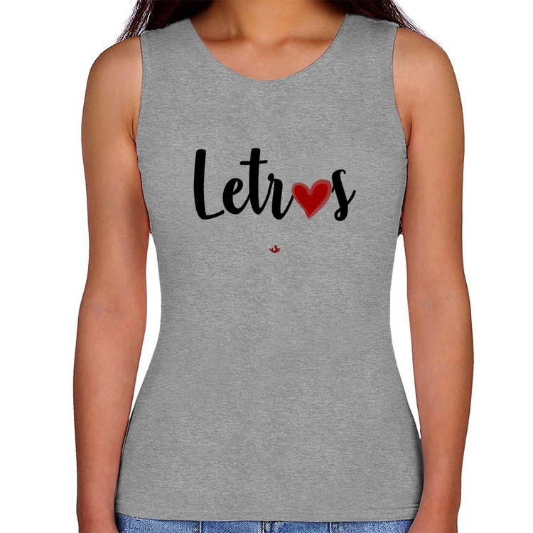 Regata Feminina Letras por amor - Cinza