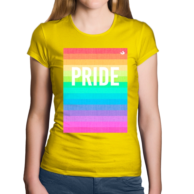 Baby Look Algodão LGBT Pride - Arco-íris Orgulho - Amarela