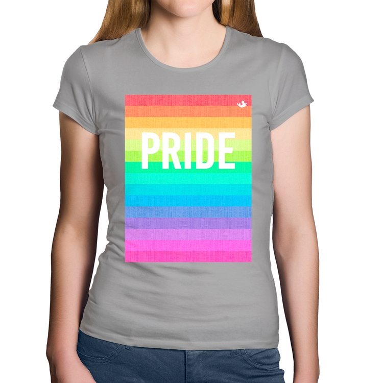 Baby Look Algodão LGBT Pride - Arco-íris Orgulho - Cinza