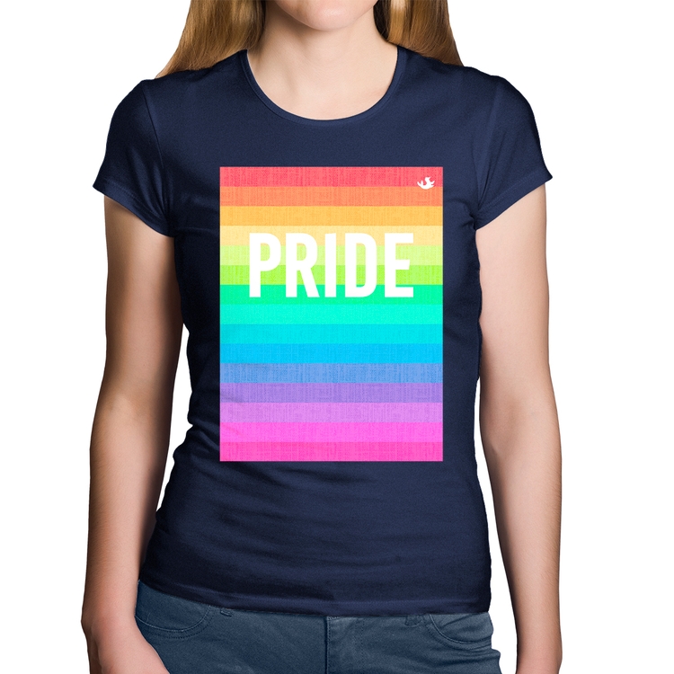 Baby Look Algodão LGBT Pride - Arco-íris Orgulho - Marinho