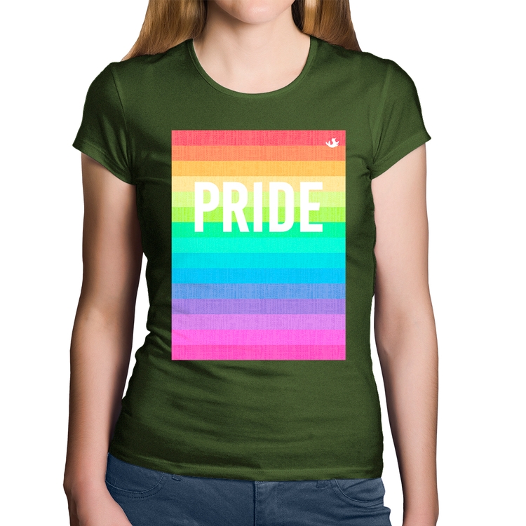 Baby Look Algodão LGBT Pride - Arco-íris Orgulho - Musgo