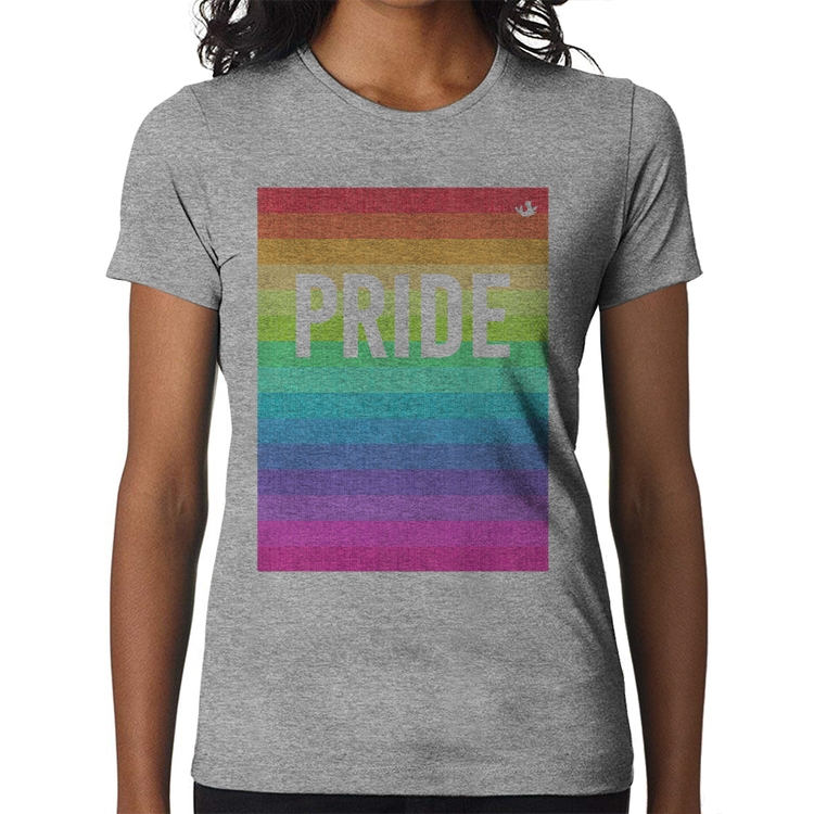 Baby Look LGBT Pride - Arco-íris Orgulho - Cinza