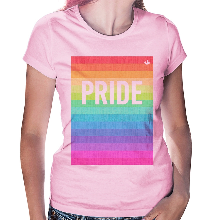 Baby Look LGBT Pride - Arco-íris Orgulho - Rosa Bebê