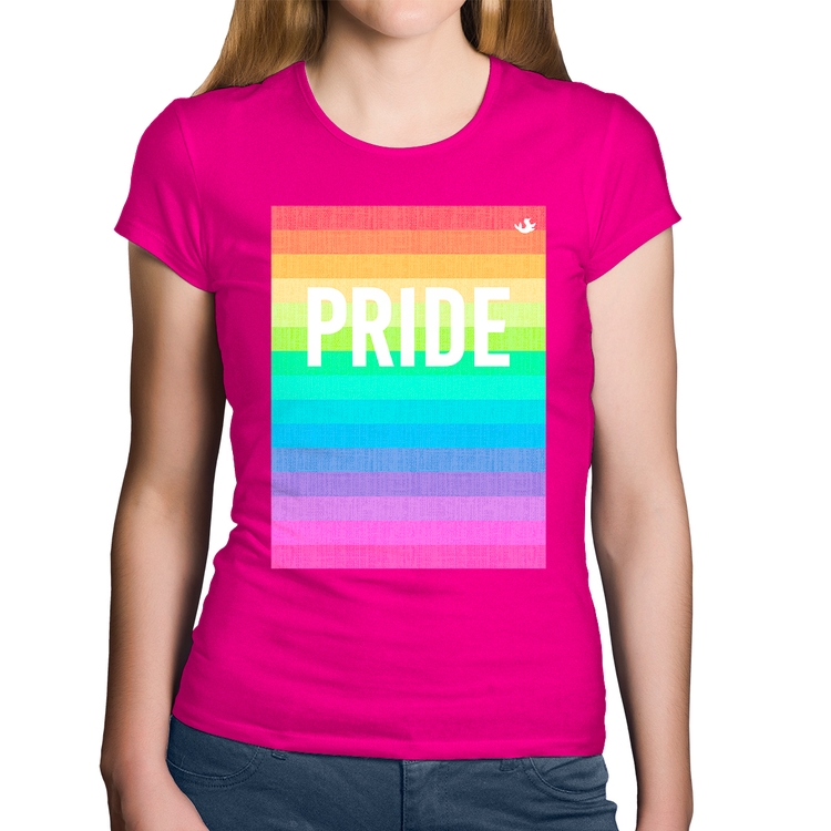 Baby Look Algodão LGBT Pride - Arco-íris Orgulho - Rosa