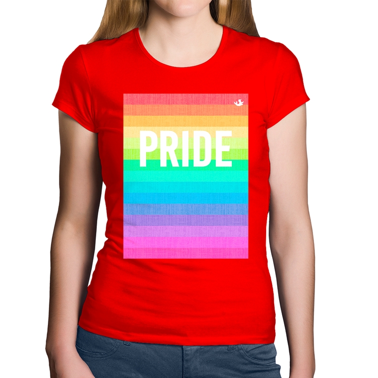 Baby Look Algodão LGBT Pride - Arco-íris Orgulho - Vermelha