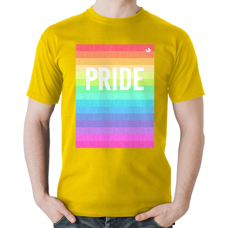 Camiseta Algodão LGBT Pride - Arco-íris Orgulho - Amarela