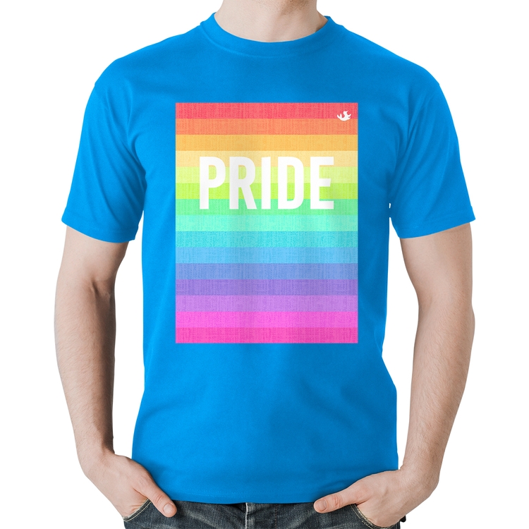 Camiseta Algodão LGBT Pride - Arco-íris Orgulho - Azul