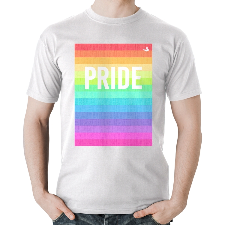 Camiseta Algodão LGBT Pride - Arco-íris Orgulho - Branca
