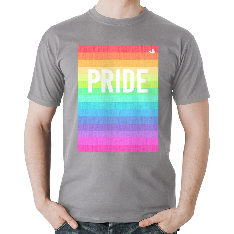 Camiseta Algodão LGBT Pride - Arco-íris Orgulho - Cinza