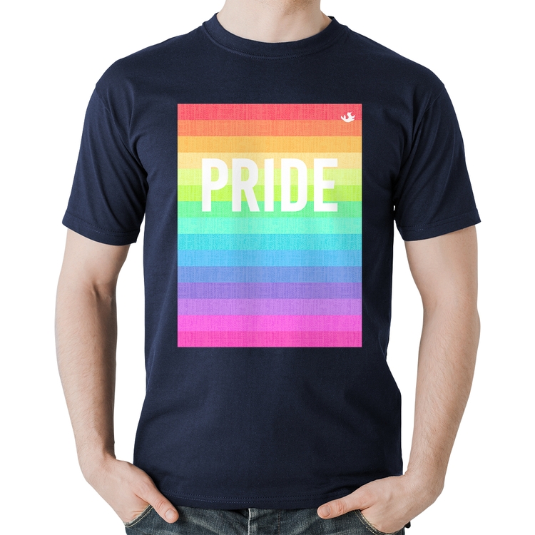 Camiseta Algodão LGBT Pride - Arco-íris Orgulho - Marinho