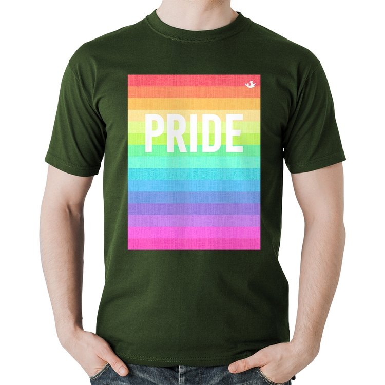 Camiseta Algodão LGBT Pride - Arco-íris Orgulho - Musgo
