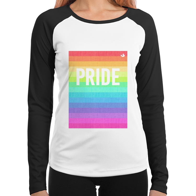 Baby Look Raglan LGBT Pride - Arco-íris Orgulho Manga Longa
