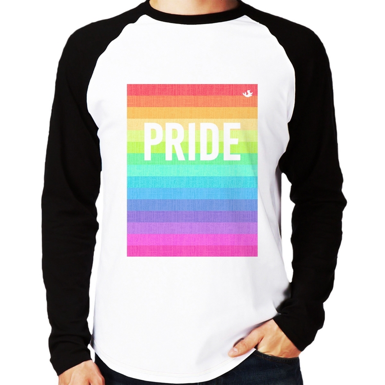 Camiseta Raglan LGBT Pride - Arco-íris Orgulho Manga Longa
